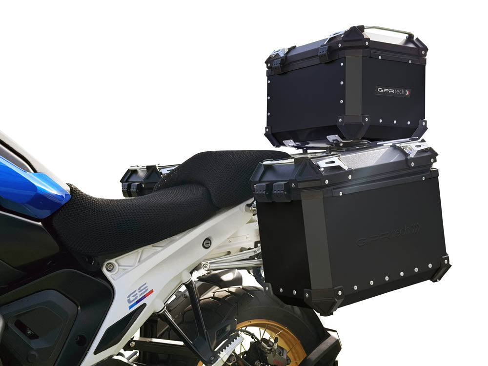 BMW R1300GS Adventure 2023-2025 Top and Side Case Kits 38 + 38 Liters GPR TECH Black Aluminum