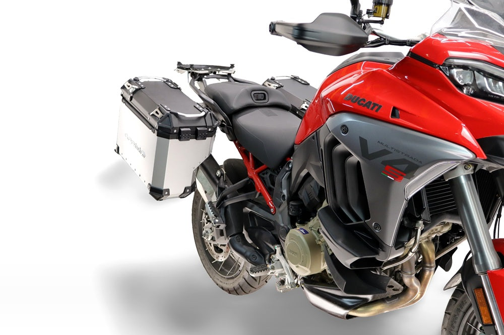 Maletas laterales GPR TECH de 38 + 32 litros, aluminio plateado, para Ducati Multistrada V4 / V4S 2025-2026