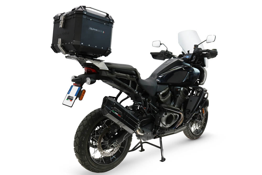 Baúl GPR TECH de 35 litros, aluminio negro, para Harley Davidson Pan America 1250 2020-2024