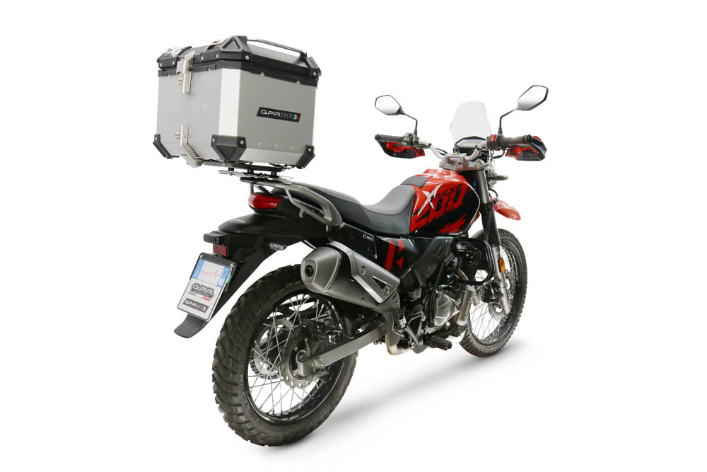 Baúl GPR TECH de 35 litros, aluminio plateado, para Hero Xpulse 200 4V 2021-2024