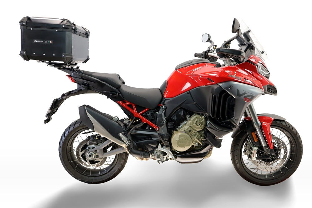 Baúl GPR TECH de 55 litros, aluminio negro, para Ducati Multistrada V4 / V4S 2025-2026