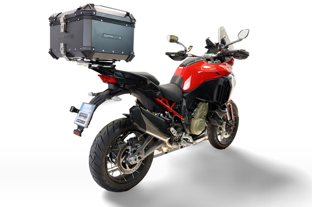 Baúl GPR TECH de 45 litros, aluminio negro, para Ducati Multistrada V4 / V4S 2025-2026