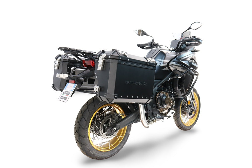 Maletas laterales GPR TECH de 38 + 32 litros, aluminio negro, para Voge 625DSX 2025-2026