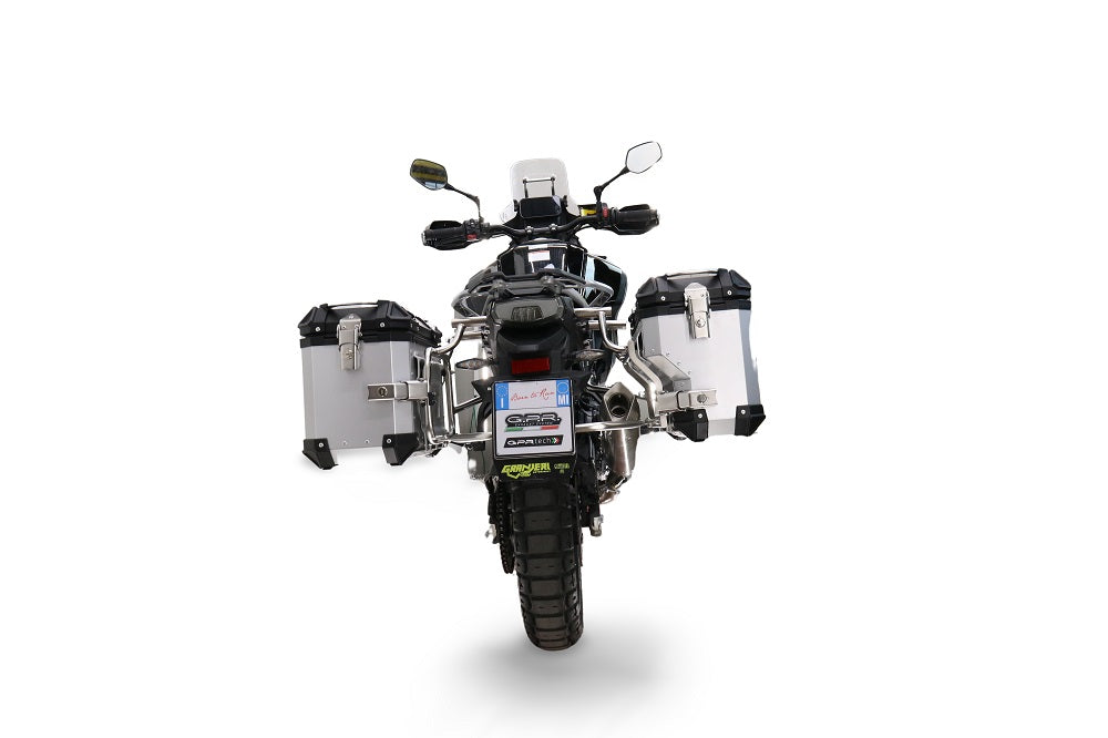 Maletas laterales GPR TECH de aluminio plateado para CF Moto 450MT 2023-2025 (38 litros + 32 litros)