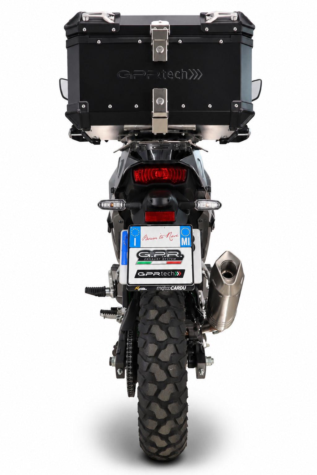 Baúl GPR TECH de 55 litros, aluminio negro, para Kawasaki KLE 500 2026-2027