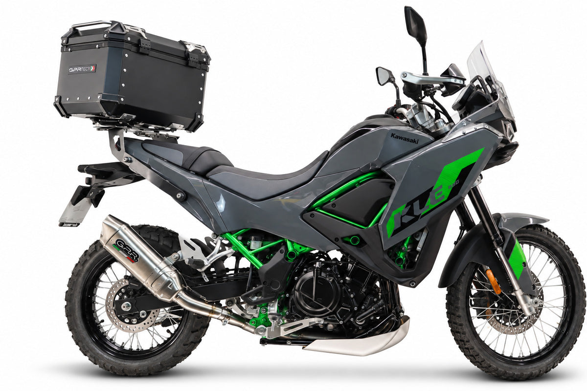Baúl GPR TECH de 55 litros, aluminio negro, para Kawasaki KLE 500 2026-2027