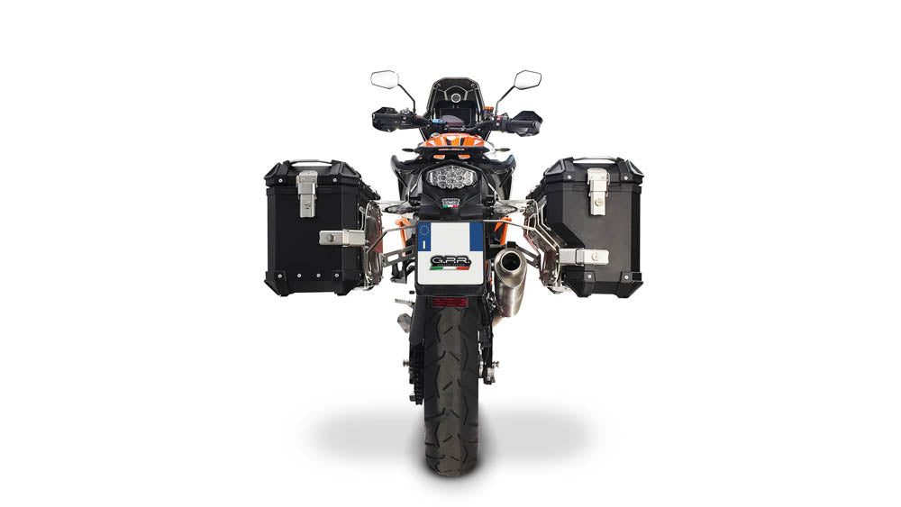 Maletas laterales GPR TECH de 38 + 32 litros, aluminio negro, para KTM LC 8 Super Adventure 1290 - S - R - T 2017-2020