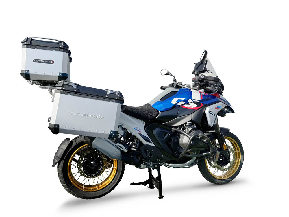 BMW R1300GS 2023-2025 Top and Side Case Kits 38 + 38 Liters GPR TECH Silver Aluminum