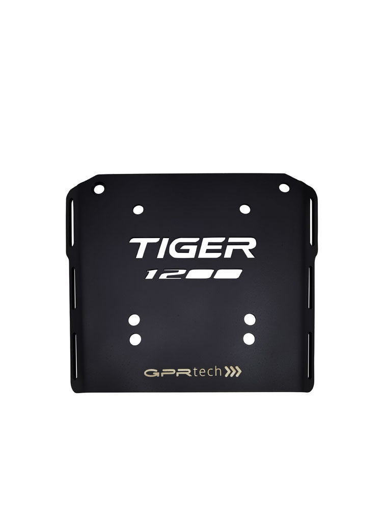 Placa de montaje para baúl superior Triumph Tiger 1200 Explorer 2017-2021 e4 de 55 litros GPR TECH en aluminio negro