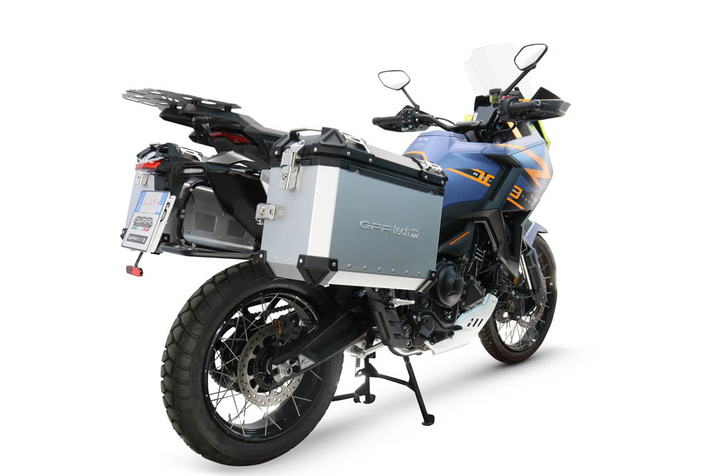 Maletas laterales GPR TECH de 38 + 38 litros, aluminio plateado, para Zontes 703 F 2024-2026
